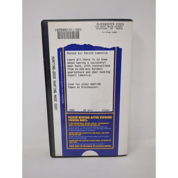 Blockbuster VHS Clam Shell Case 1990s 90s VTG 1995‎ Deer Hunting Havelock NC - Picture 3 of 7
